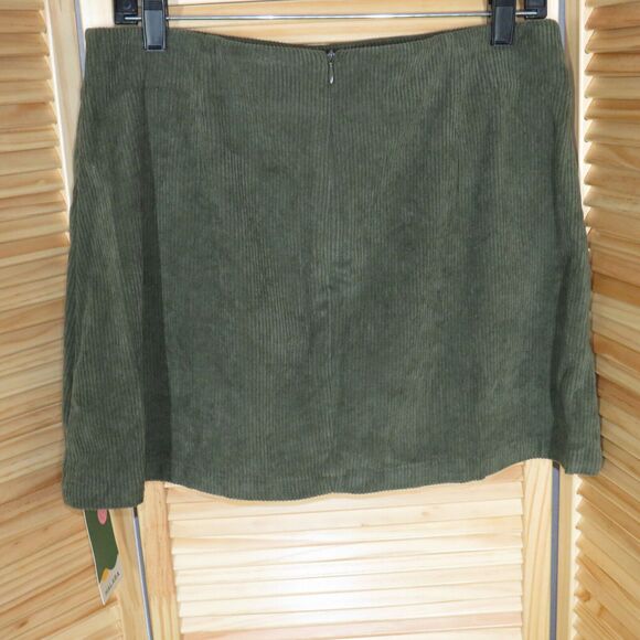 Halara Olive Corduroy Mini Skort Back Zip Closure Size XL - Picture 7 of 8